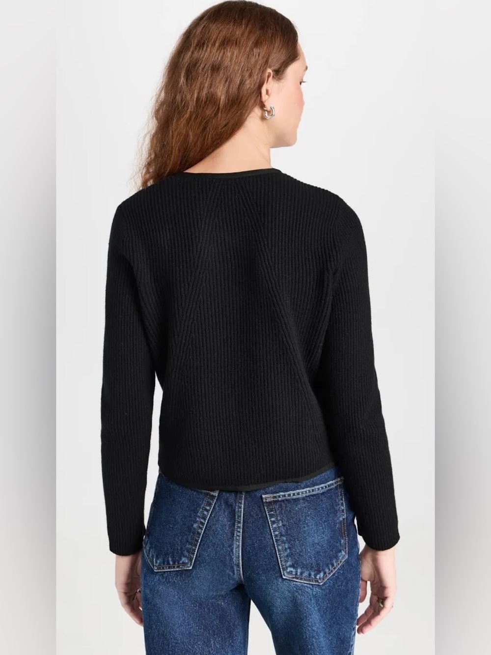 rag & bone Nancy Black Ribbed Button-Front Cardigan - Picture 6 of 15